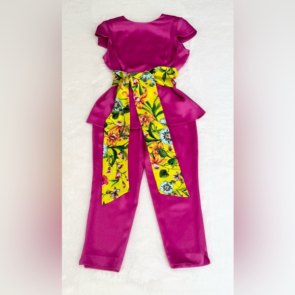 95% natural satin Elegant Pink Satin Women's Pantsuit